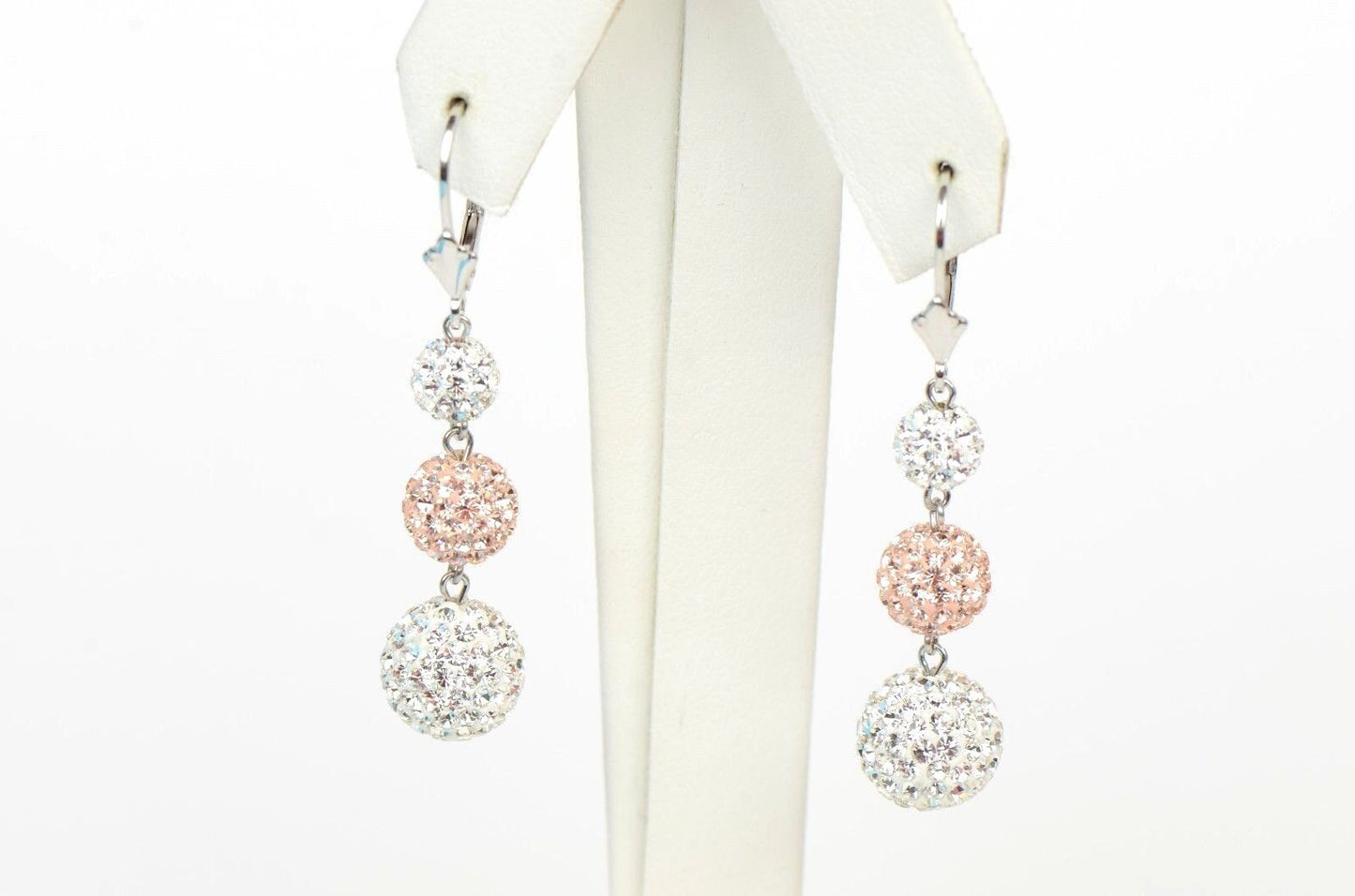 .925 Sterling Silver Sparkle Leverback Dangle Earrings w/Genuine Czech Crystals