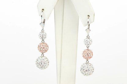 .925 Sterling Silver Sparkle Leverback Dangle Earrings w/Genuine Czech Crystals