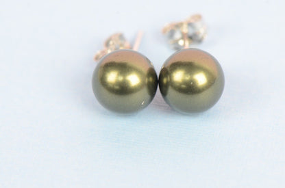 Sterling Silver 925 Stud Earrings With Swarovski Pearls handmade with push back