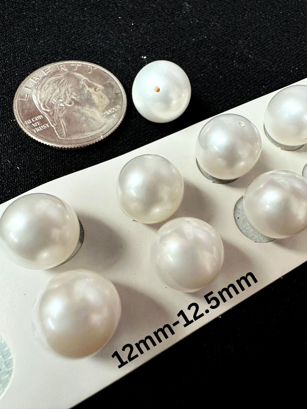 11mm-12.5mm White Round Shape Size Choice Freshwater Pearls Half Drilled AAA