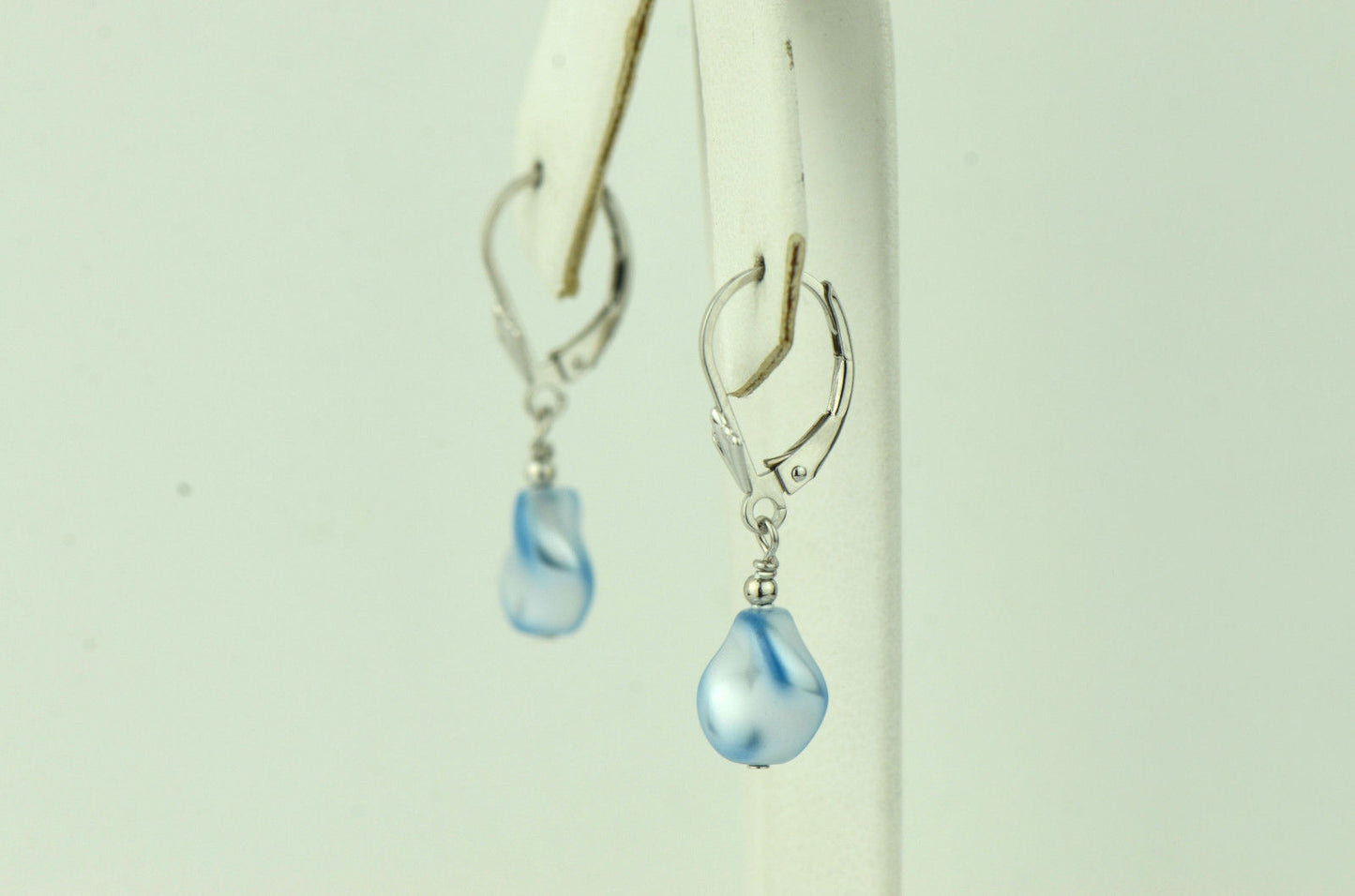 Sterling Silver Pearl Crystallized Crystal dangle drop earrings