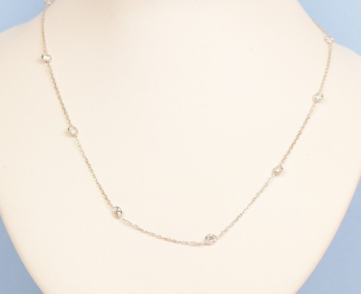 14k White Gold Cubic Zirconia CZ by the yard 18" Necklace