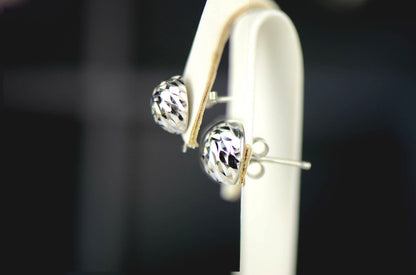 Silver ball sterling earrings 925 stud italian