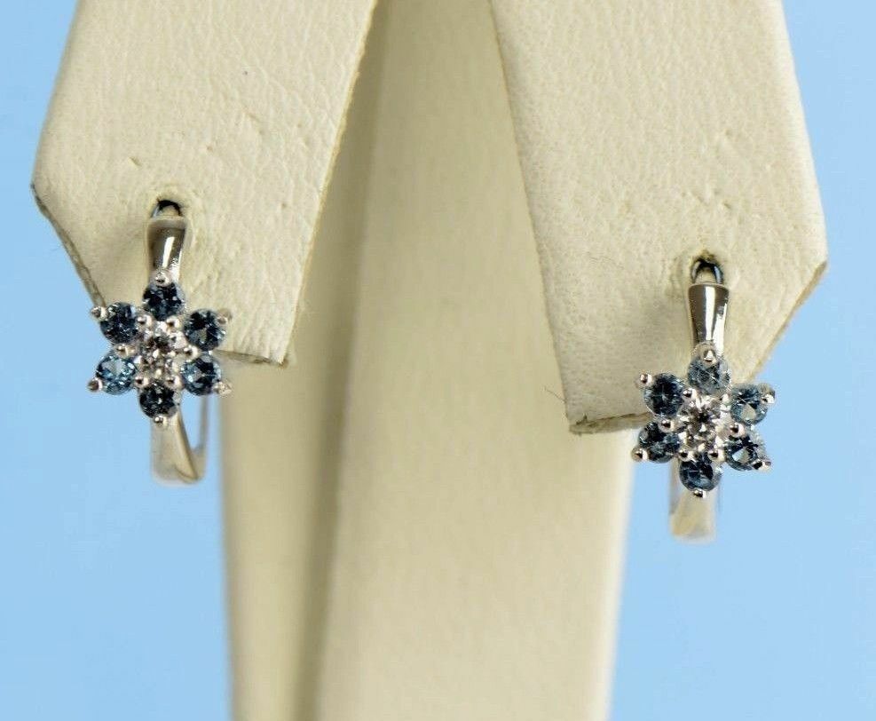 Sterling Silver 925 Flower Huggies Hoop Earring Birthstone