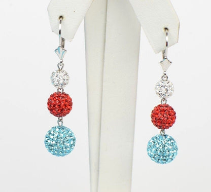 .925 Sterling Silver Sparkle Leverback Dangle Earrings w/Genuine Czech Crystals