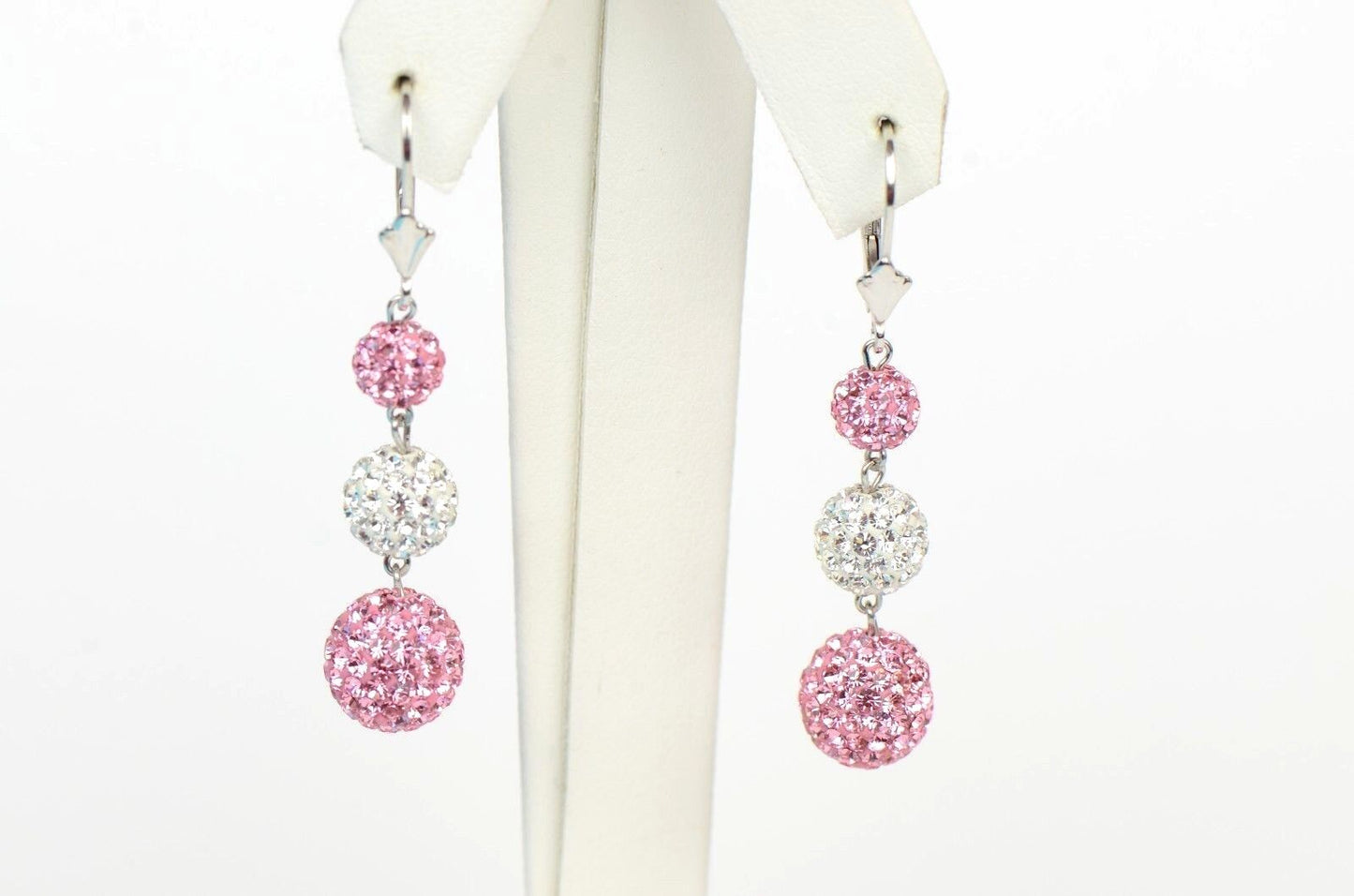 .925 Sterling Silver Sparkle Leverback Dangle Earrings w/Genuine Czech Crystals