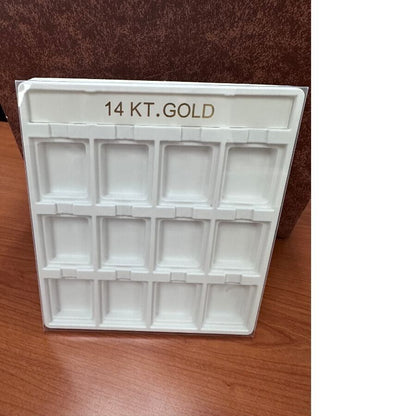 White Plastic Standing Display Tray Jewelry with 14K Gold Inprint and  12 slots