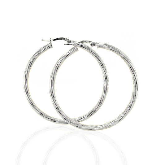 High Quality Italy 925 Sterling Silver Big Twisted Hoop Earrings All Size