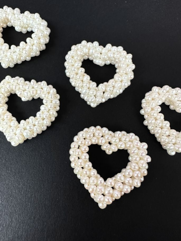 Knitted Fresh Water Pearl Heart