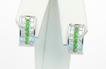 12 month Birthstone & CZ Prong 925 Sterling Silver Dangle Leverback Earring