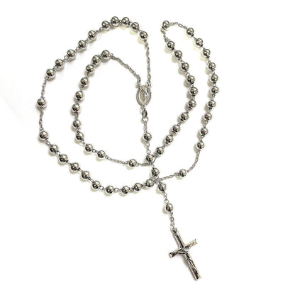 925 STERLING SILVER ITALIAN ROSARY 7mm 30"