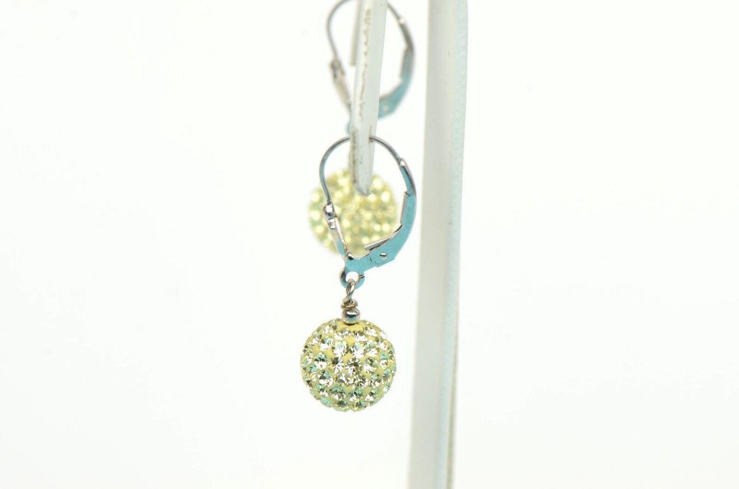 .925 Sterling Silver Sparkle Leverback Dangle Earrings w/Genuine Czech Crystals