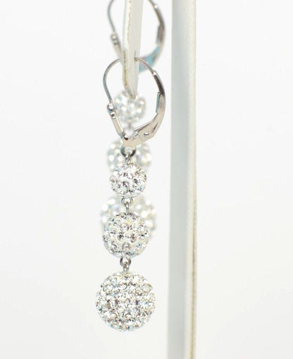 .925 Sterling Silver Sparkle Leverback Dangle Earrings w/Genuine Czech Crystals