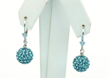 .925 Sterling Silver Sparkle Leverback Dangle Earrings w/Genuine Czech Crystals