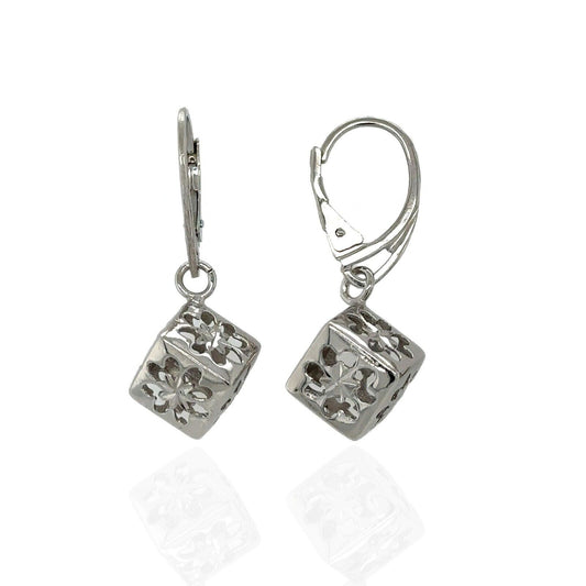 High Quality Italy 925 Sterling Silver  Square Leverback Earrings