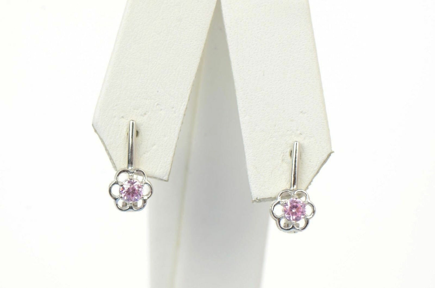 Sterling Silver 925 Cubic Zirconia CZ Dangling Birthstone Flower Earrings