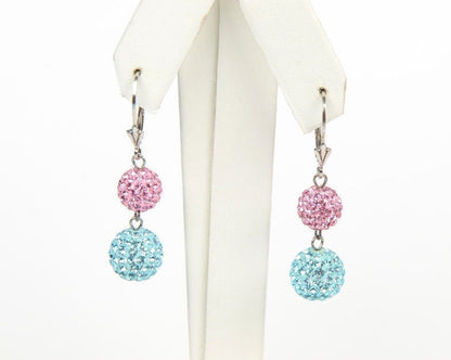 .925 Sterling Silver Sparkle Leverback Dangle Earrings w/Genuine Czech Crystals