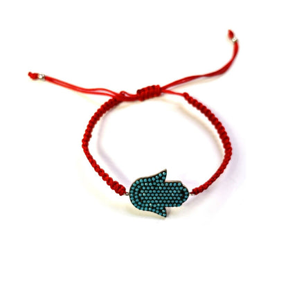 925 Sterling Silver  Hamsa Bracelet 6" Adjustable to 11"