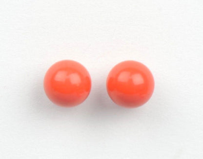 Sterling Silver 925 Red Round Coral Stud Earrings 4-10mm