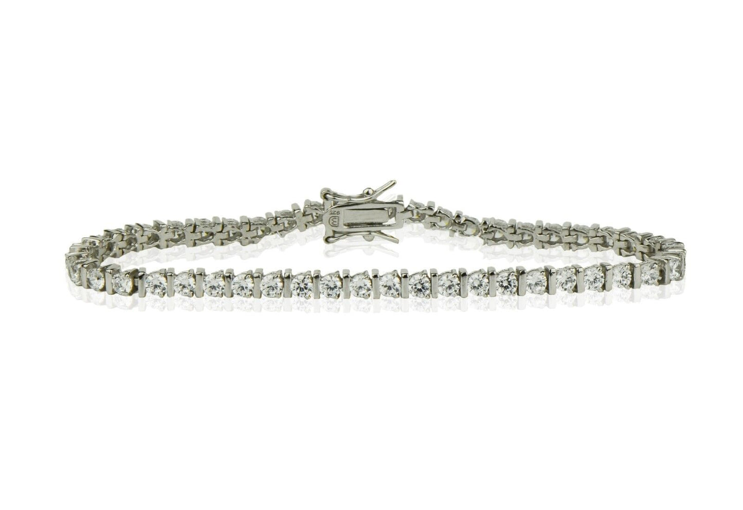 Sterling Silver CZ Tennis Bracelet AAA 3mm Round Brilliant Cubic Zirconia Gems