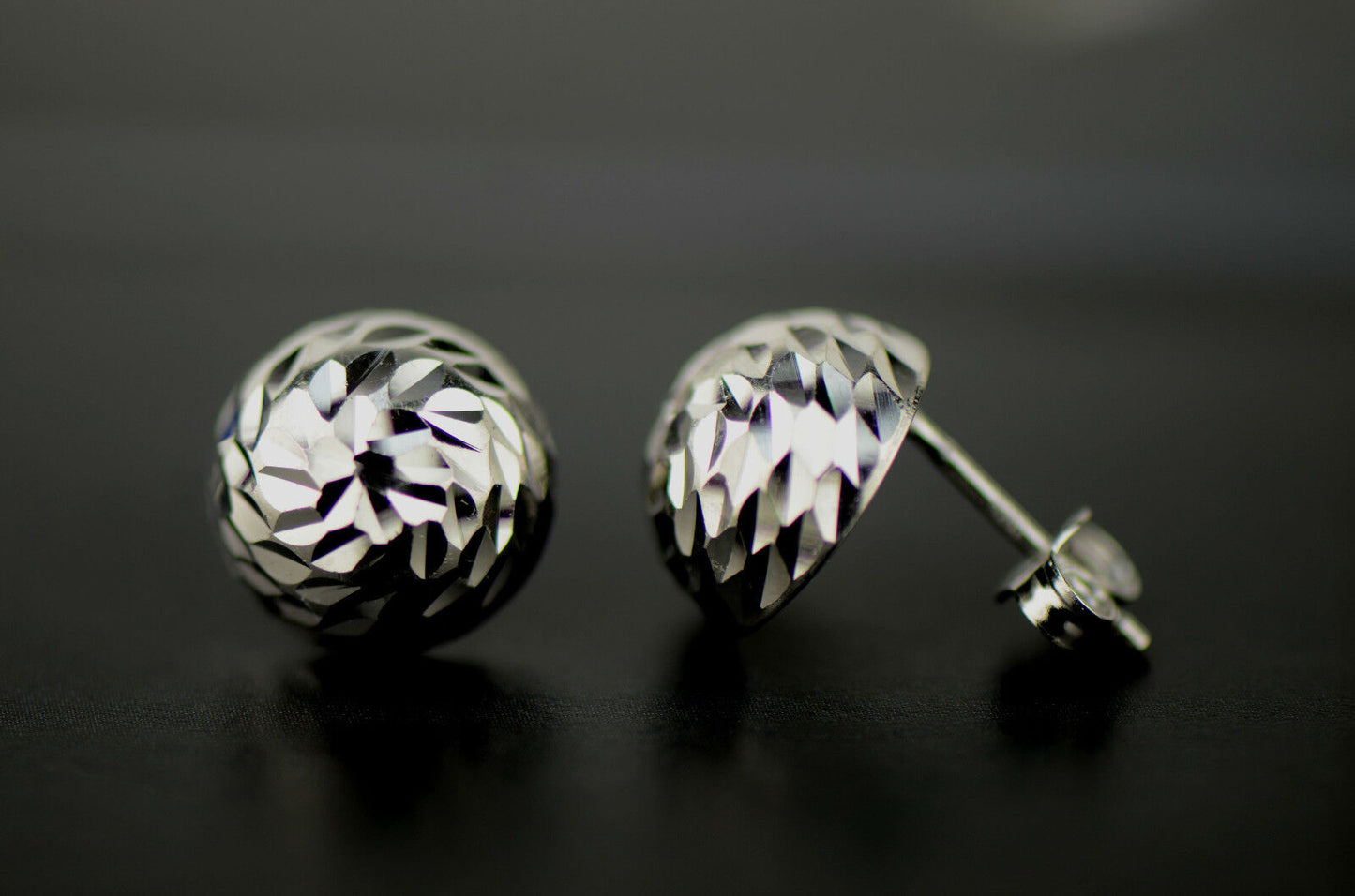 Silver ball sterling earrings 925 stud italian