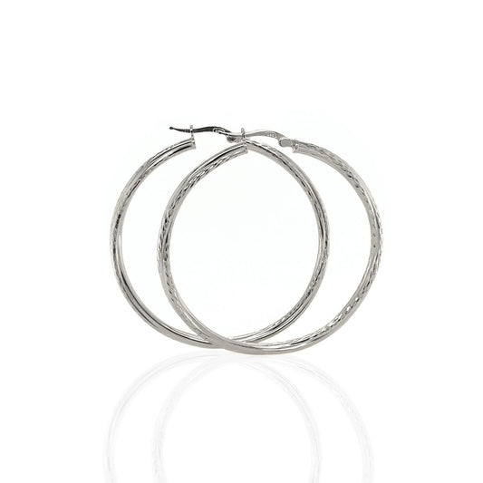 High Quality Italy 925 Sterling Silver Diam-cut Twisted Hoop Earrings All Size