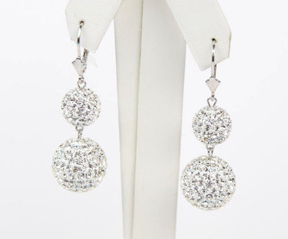 .925 Sterling Silver Sparkle Leverback Dangle Earrings w/Genuine Czech Crystals