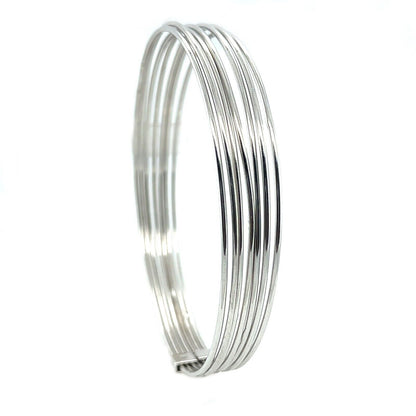 Set of Seven Seminario Bangles Rhodium Finished Sterling Silver