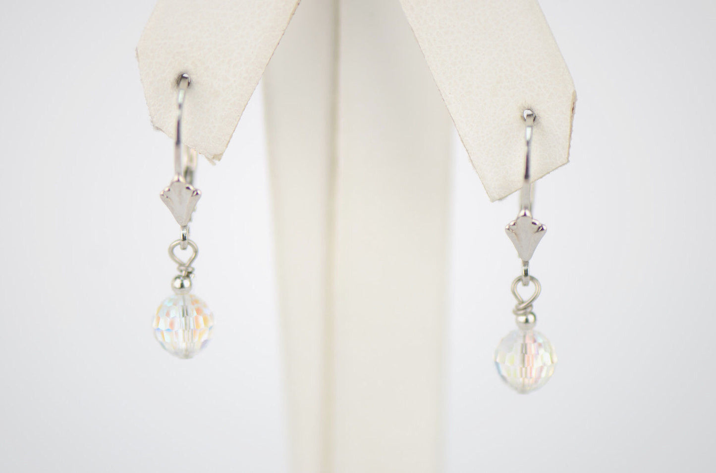 Sterling Silver Earrings 6-12mm Crystal Aurore Boreale Drop Dangle