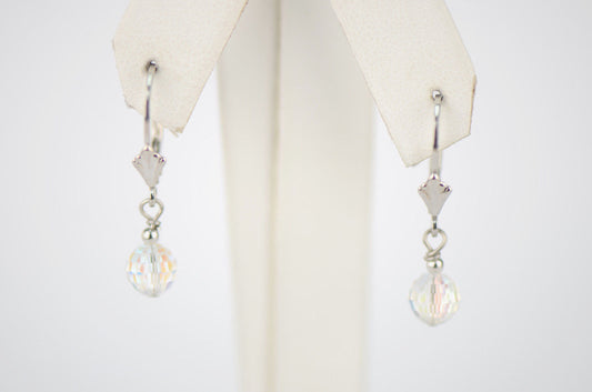 Sterling Silver Earrings 6-12mm Crystal Aurore Boreale Drop Dangle