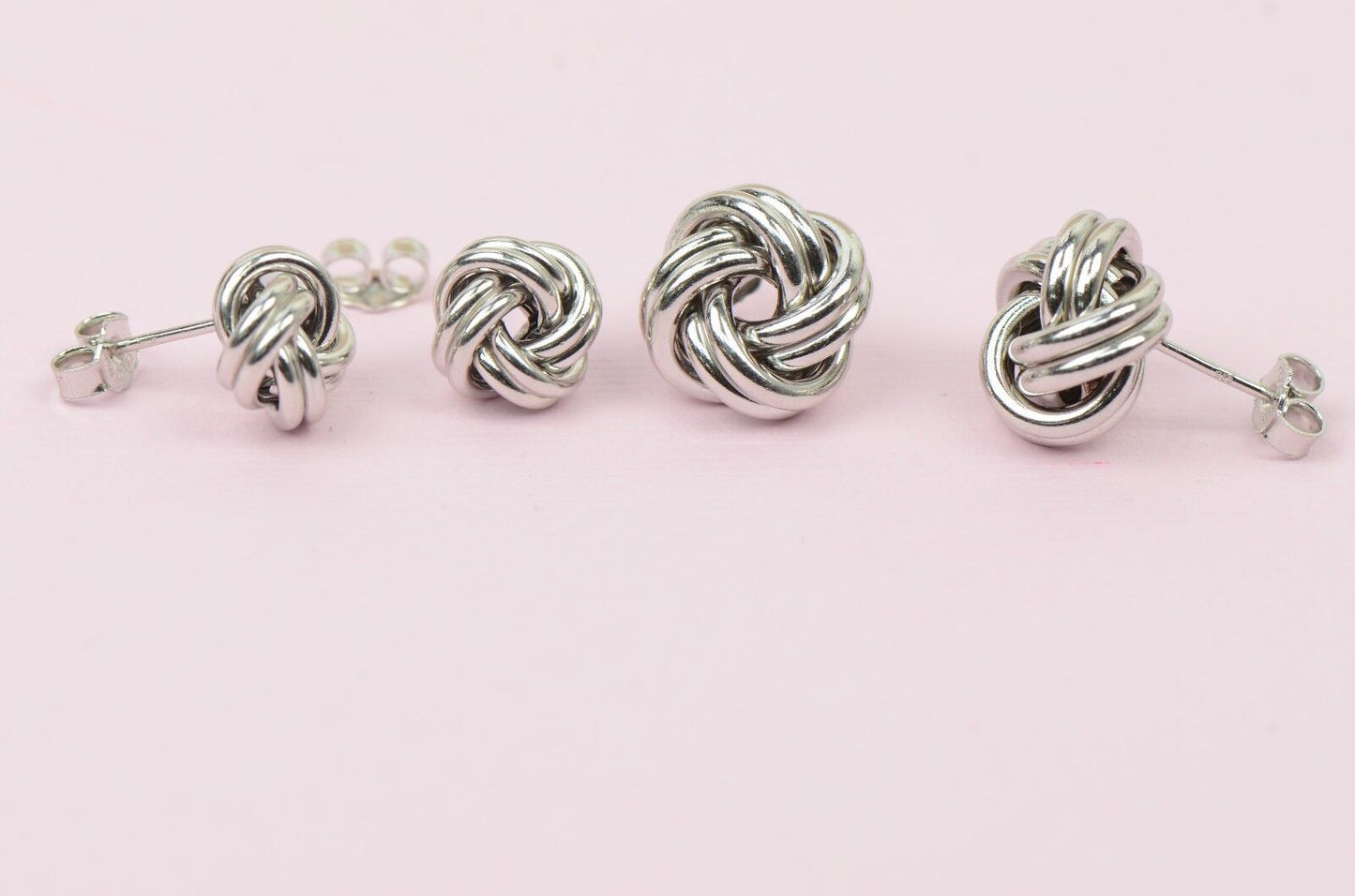 .925 Sterling Silver Twisted Love Knot Earrings