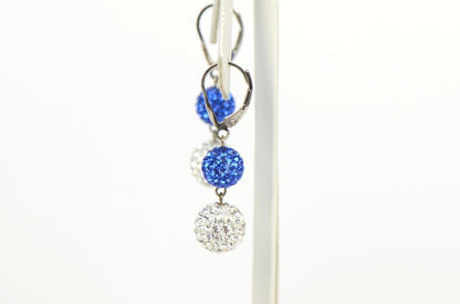 .925 Sterling Silver Sparkle Leverback Dangle Earrings w/Genuine Czech Crystals