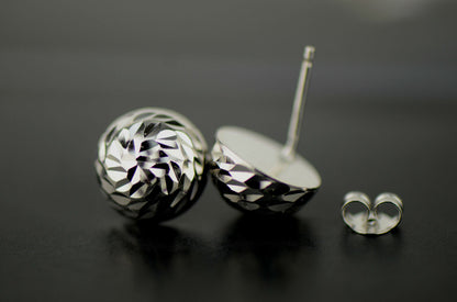 Silver ball sterling earrings 925 stud italian