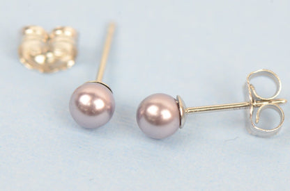 Swarovski Purple Pearls Sterling Silver 925 Stud Earrings