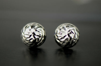 Silver ball sterling earrings 925 stud italian