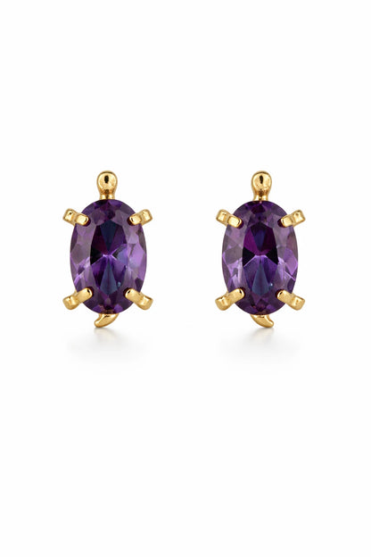14k Yellow Gold Turtle Birthstone Stud Earring