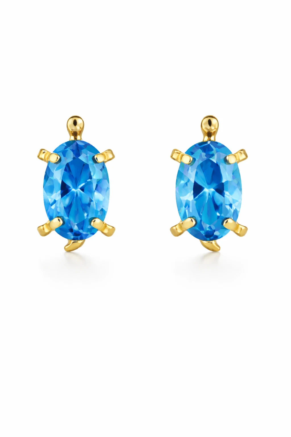 14k Yellow Gold Turtle Birthstone Stud Earring
