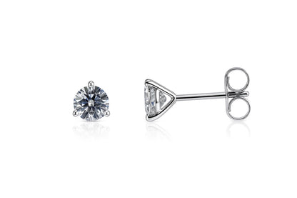 14k White Gold Round AAA Quality CZ Martini Stud Earrings