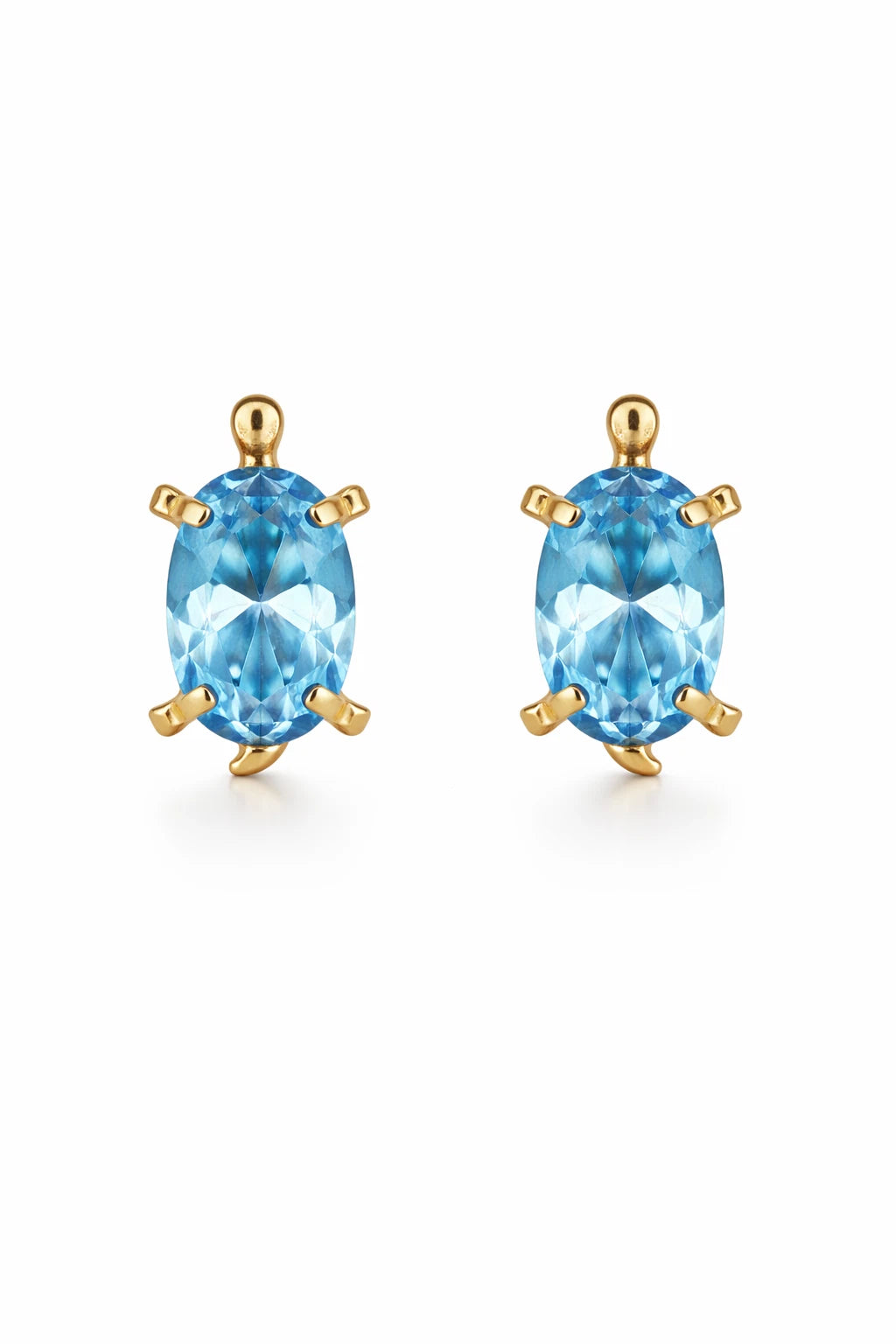 14k Yellow Gold Turtle Birthstone Stud Earring