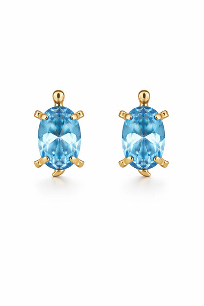 14k Yellow Gold Turtle Birthstone Stud Earring