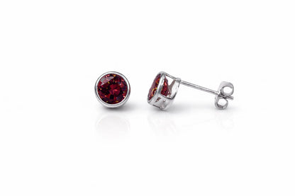 14K Round Bezel5mm Set White Gold Birthstone Earrings