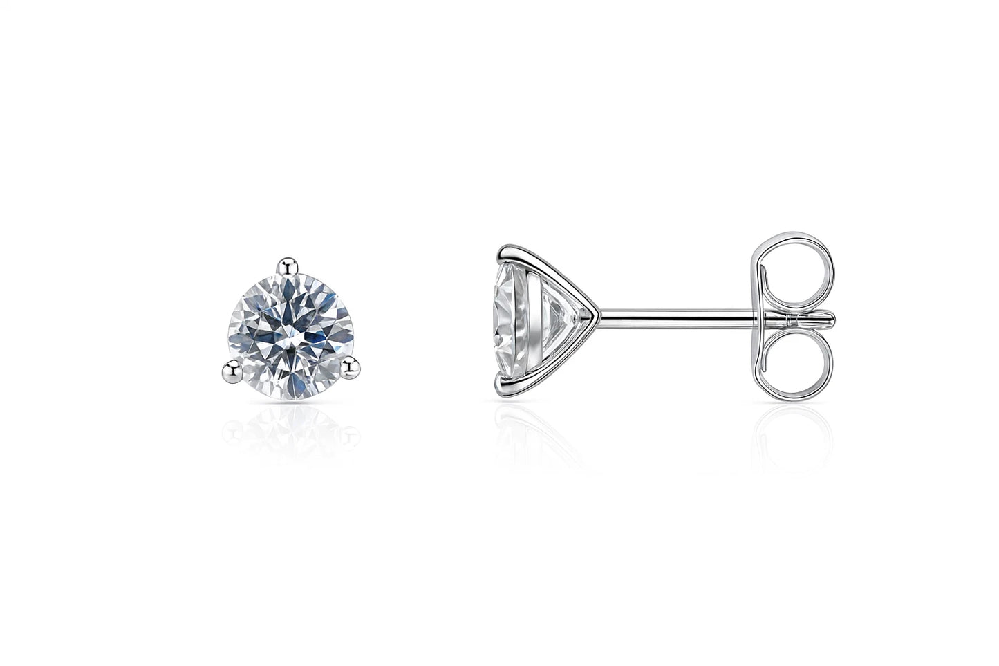 14k White Gold Round AAA Quality CZ Martini Stud Earrings