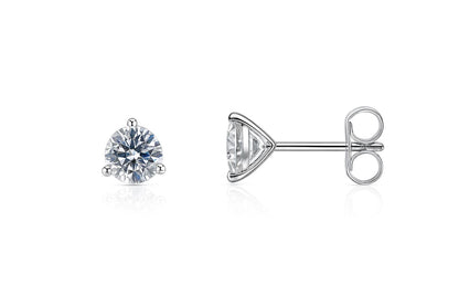 14k White Gold Round AAA Quality CZ Martini Stud Earrings