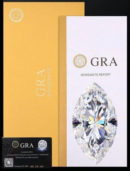 Loose Moissanite Marquise Cut Real Gem Stone W. GRA Certificate All Sizes VVS1 D