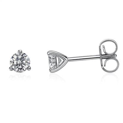 14k White Gold Round AAA Quality CZ Martini Stud Earrings