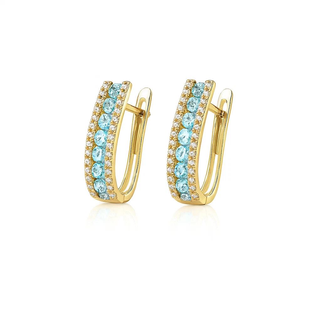 14k Yellow Gold CZ Birthstone Leverback Earrings
