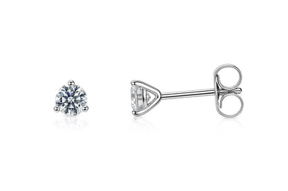 14k White Gold Round AAA Quality CZ Martini Stud Earrings