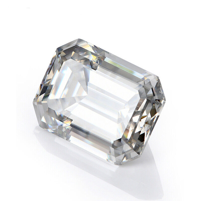 Loose Moissanite Emerald Cut Real Gem Stone W. GRA Certificate All Sizes VVS1 D